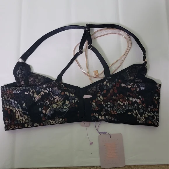 Savage X Fenty Cold Hearted Snake Lace Bra With Gold Chain NWT 38DD - Picture 7 of 7